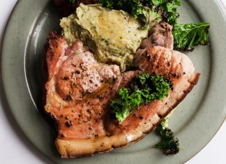 Nigel Slater’s gammon steak with butter beans and kale recipe